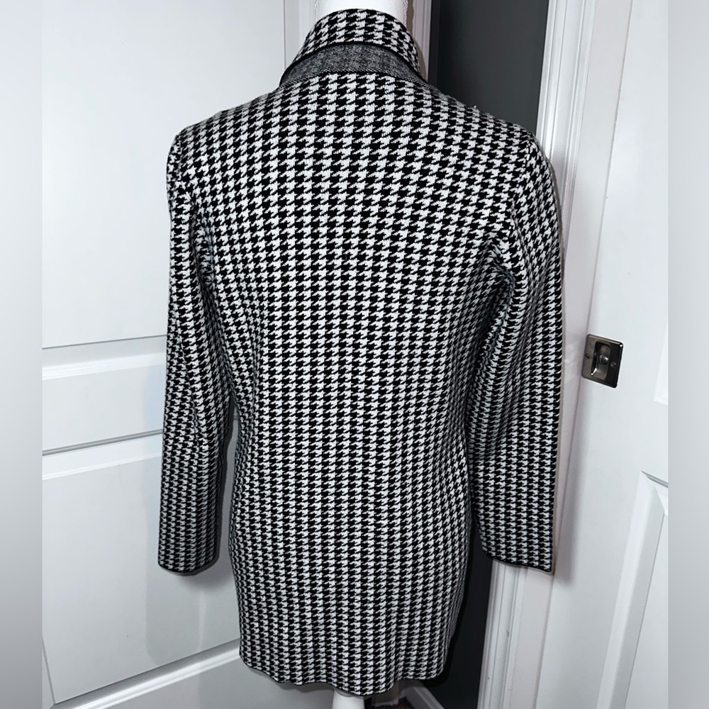 Marled Houndstooth Coatigan Jacket Soft Double Breasted Knit Size S - Picture 2 of 10